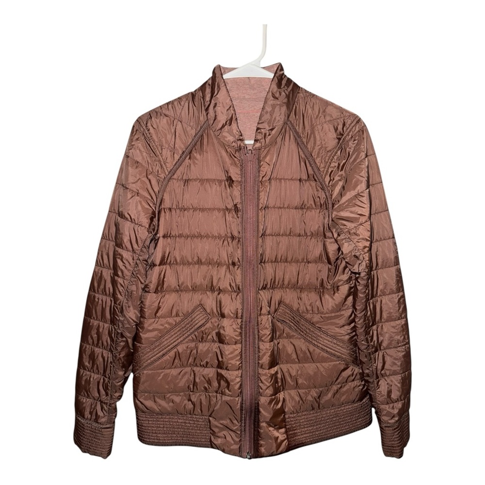 LULULEMON The Bomb Reversible Bomber Jacket Bark Berry / Rose Pink  8 Rosewood